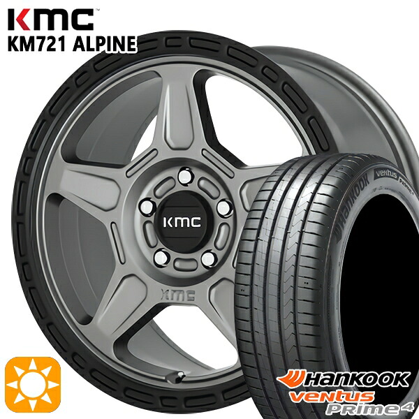 【取付対象】225/65R17 102H ハンコック veNtus PRime4 K135A KMC KM721 ALPINE SATINGRAY with BLACKLIP 17インチ 8.0J 5H114.3 サマータイヤホイールセット