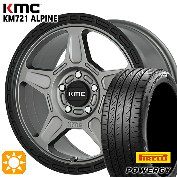 【取付対象】215/60R16 95H ピレリ パワジー KMC KM721 ALPINE SATINGRAY with BLACKLIP 16インチ 7.0J 5H114.3 サマータイヤホイールセット ｜格安タイヤホイールジャストパーツ