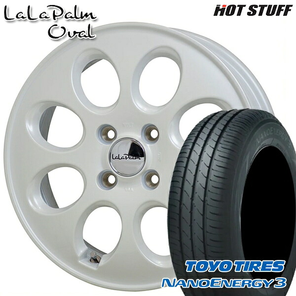 【取付対象】エブリィワゴン 165/60R14 75H トーヨー ナノエナジー3 HotStuff ララパーム オーバル パールホワイト 14インチ 4.5J 4H100 サマータイヤホイールセット ｜格安タイヤホイールジャストパーツ