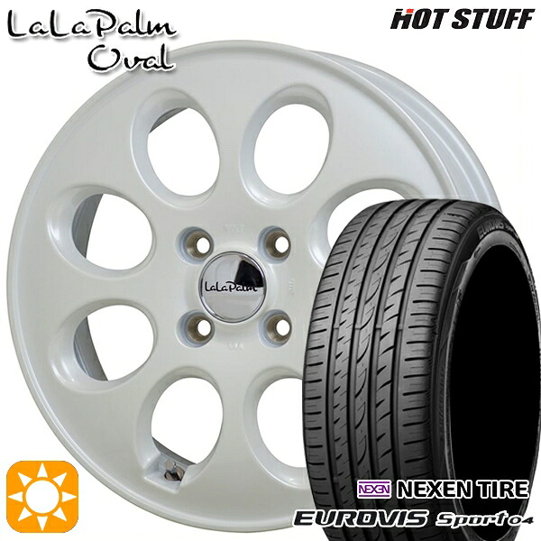 【取付対象】165/60R14 75H ロードストーン ユーロビズ Sport 04 HotStuff ララパーム オーバル パールホワイト 14インチ 4.5J 4H100 サマータイヤホイールセット ｜格安タイヤホイールジャストパーツ