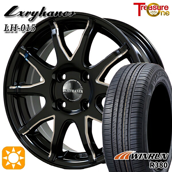 【取付対象】フィット アクア 175/65R15 84H ウィンラン R380 トレジャーワン ラグジーヘインズ LH015 ブラックマシニングポリッシュ 15インチ 5.5J 4H100 サマータイヤホイールセット