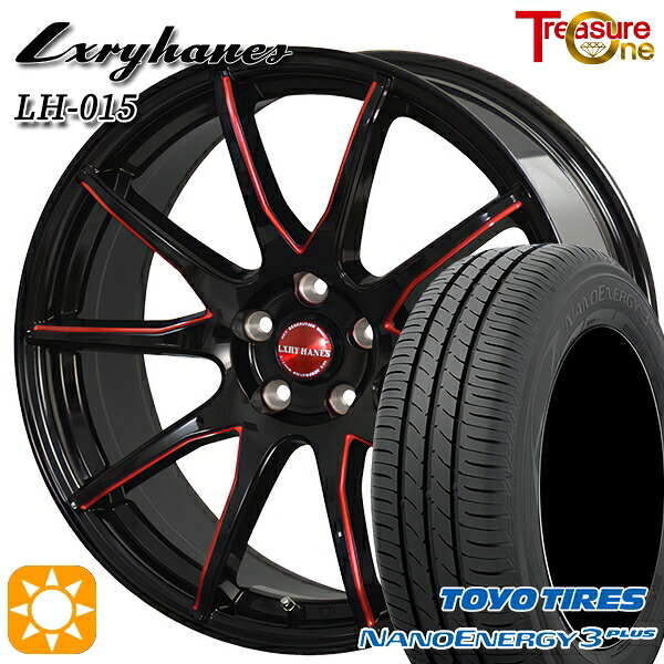 【取付対象】215/40R18 85W トーヨー ナノエナジー3プラス トレジャーワン ラグジーヘインズ LH015 ブラック・マシニングレッドクリア 18インチ 7.0J 5H100 サマータイヤホイールセット ｜格安タイヤホイールジャストパーツ