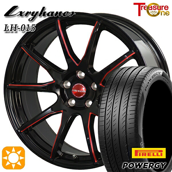 【取付対象】225/40R18 92W XL ピレリ パワジー トレジャーワン ラグジーヘインズ LH015 ブラック・マシニングレッドクリア 18インチ 7.0J 5H114.3 サマータイヤホイールセット