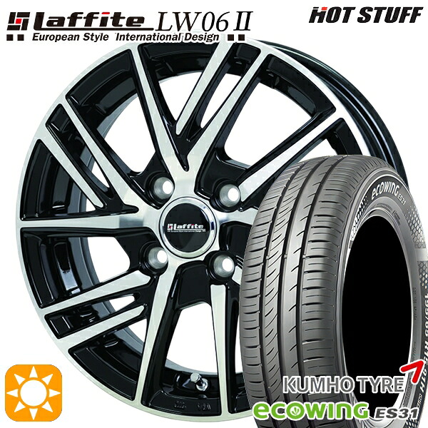 【取付対象】ソリオ タフト 165/65R15 81H クムホ エコウィング ES31 HotStuff ラフィット LW06-2 BK/P 15インチ 4.5J 4H100 サマータイヤホイールセット