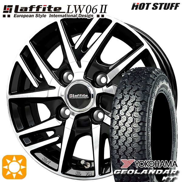 【取付対象】軽トラ 145/80R12 80/78N ヨコハマ ジオランダーKT Y828C HotStuff ラフィット LW06-2 BK/P 12インチ 4.0J 4H100 サマータイヤホイールセット