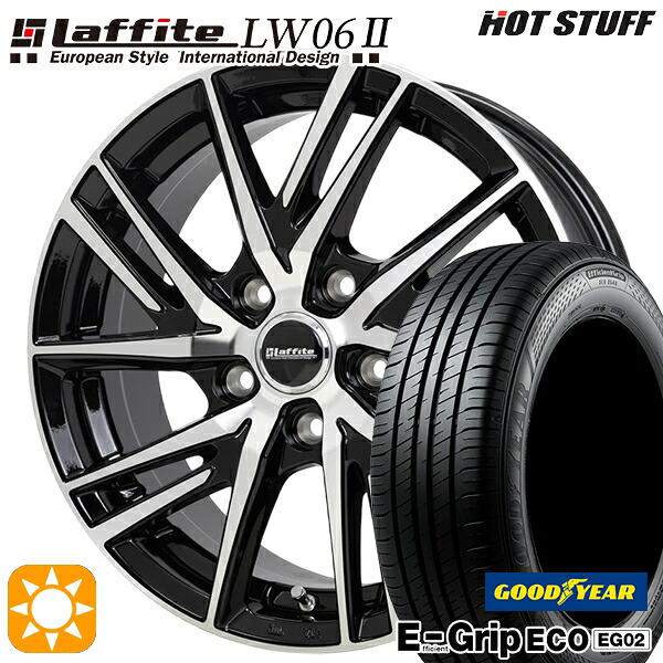 【取付対象】170シエンタ 185/60R15 84H グッドイヤー エフィシェントグリップ EG02 HotStuff ラフィット LW06-2 BK/P 15インチ 6.0J 5H100 サマータイヤホイールセット