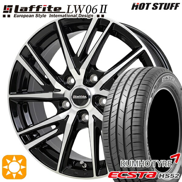 【取付対象】195/55R16 87V クムホ エクスタ HS52 HotStuff ラフィット LW06-2 BK/P 16インチ 6.5J 5H100 サマータイヤホイールセット
