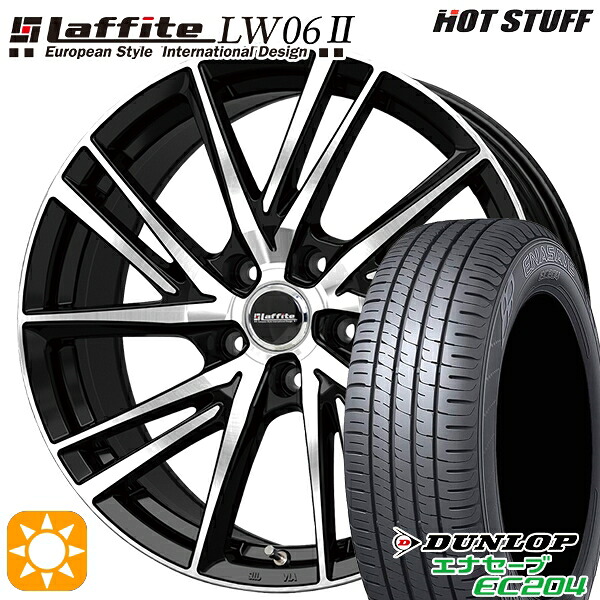 【取付対象】C-HR レガシィB4 225/50R18 95W ダンロップ エナセーブ EC204 HotStuff ラフィット LW06-2 BK/P 18インチ 7.0J 5H114.3 サマータイヤホイールセット
