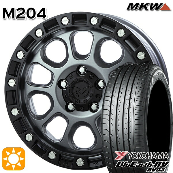 【取付対象】225/65R17 102H ヨコハマ ブルーアース RV03 MKW M204 ドライグレー 17インチ 8.0J 5H114.3 サマータイヤホイールセット