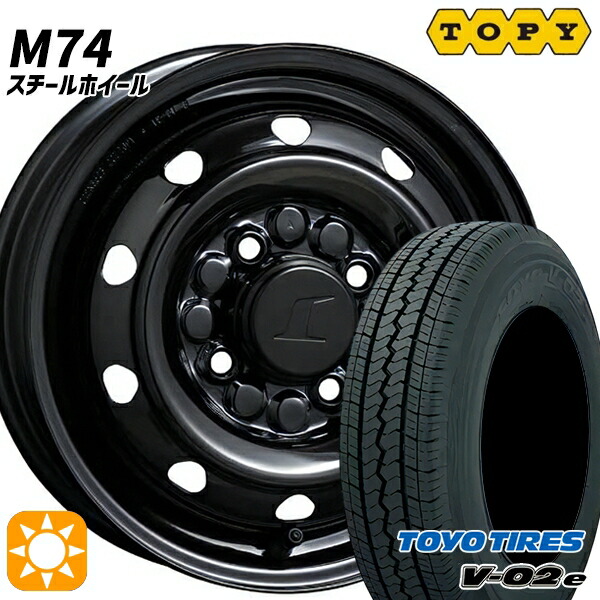 【取付対象】軽トラ 145/80R12 80/78N トーヨー V02E V-02E TOPY トピー M74 （スチールホイール） ブラック 12インチ 3.5J 4H100 +45 サマータイヤホイールセット