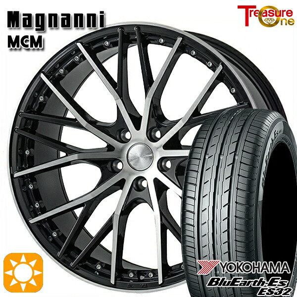 【取付対象】セレナ 215/40R18 85W ヨコハマ ブルーアース ES32 トレジャーワン マグナーニ MCM ブラックポリッシュ 18インチ 7.5J 5H114.3 サマータイヤホイールセット