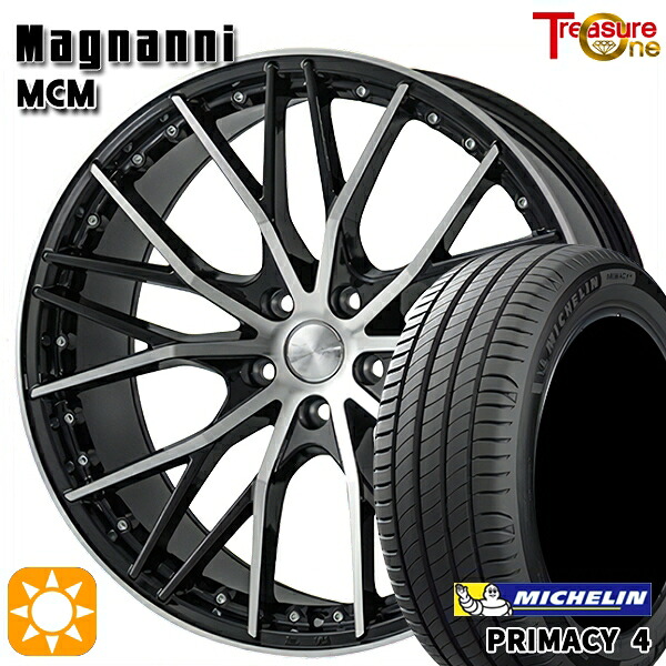 【取付対象】マークX レクサスIS 235/40R19 96W XL VOL ミシュラン プライマシー4 トレジャーワン マグナーニ MCM ブラックポリッシュ 19インチ 8.0J 5H114.3 サマータイヤホイールセット