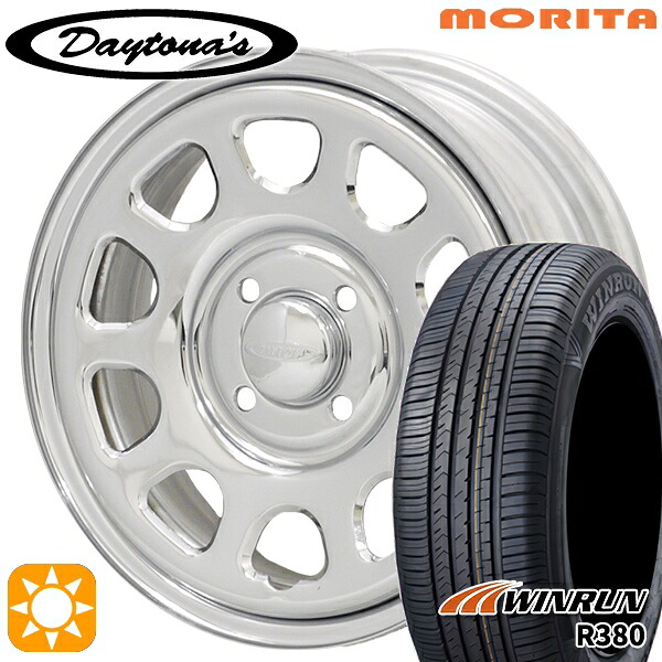 【取付対象】165/65R14 79T ウィンラン R380 MRT DAYTONA'S G2 デイトナズ クローム 14インチ 5.0J 4H100 サマータイヤホイールセット