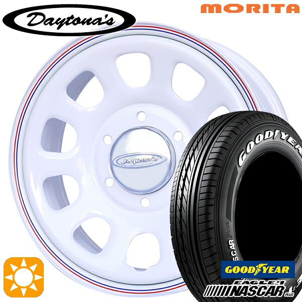 【取付対象】200系ハイエース 195/80R15 107/105N グッドイヤー ナスカープラス MRT DAYTONA'S G2 デイトナズ ホワイト 15インチ 6.5J 6H139.7 サマータイヤホイールセット