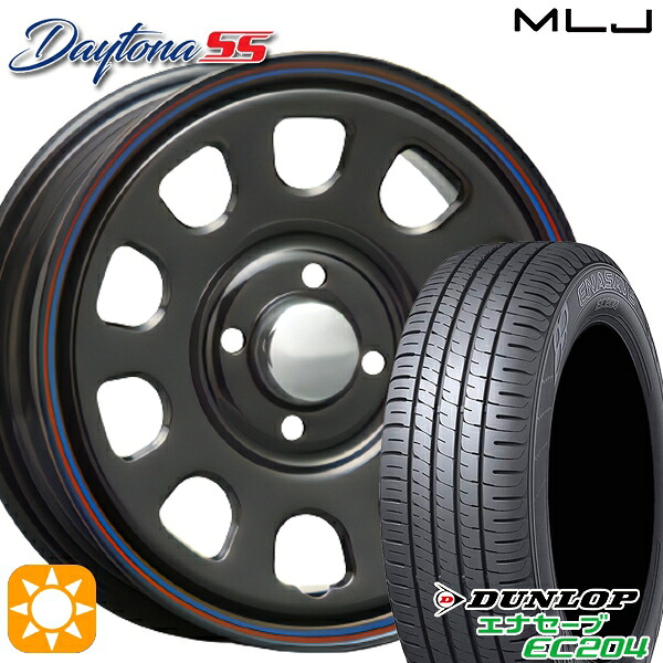 【取付対象】エブリィワゴン 165/60R14 75H ダンロップ エナセーブ EC204 MLJ デイトナ SS ブラック 14インチ 5.0J 4H100 サマータイヤホイールセット