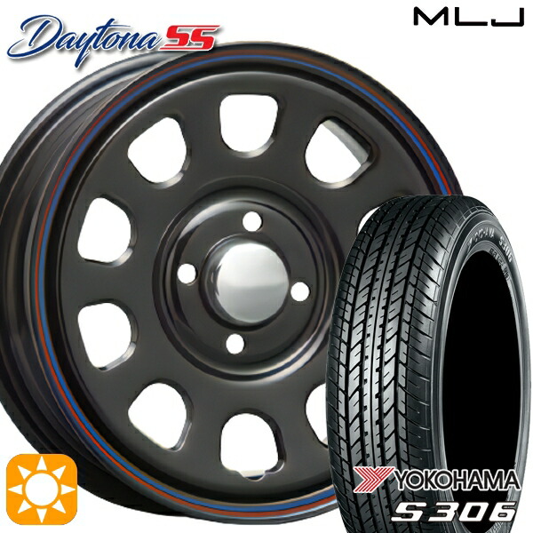 【取付対象】155/65R14 75S ヨコハマ S306 MLJ デイトナ SS ブラック 14インチ 5.0J 4H100 サマータイヤホイールセット