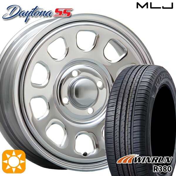【取付対象】エブリィワゴン 165/60R14 75H ウィンラン R380 MLJ デイトナ SS クローム 14インチ 5.0J 4H100 サマータイヤホイールセット
