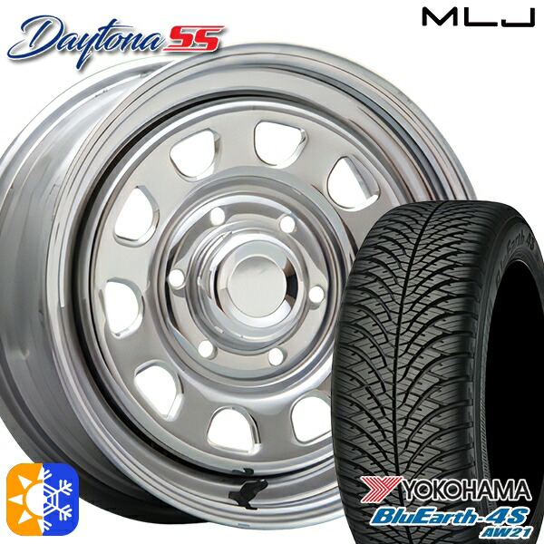 215/70R16 100H ヨコハマ ブルーアース 4S AW21 MLJ デイトナ SS クローム 16インチ 7.0J 6H139.7 オールシーズンタイヤホイールセット