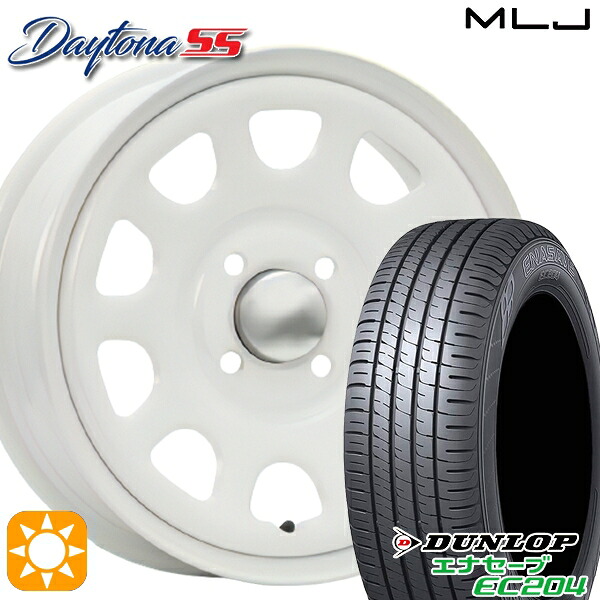 【取付対象】エブリィワゴン 165/60R14 75H ダンロップ エナセーブ EC204 MLJ デイトナ SS オールホワイト 14インチ 5.0J 4H100 サマータイヤホイールセット