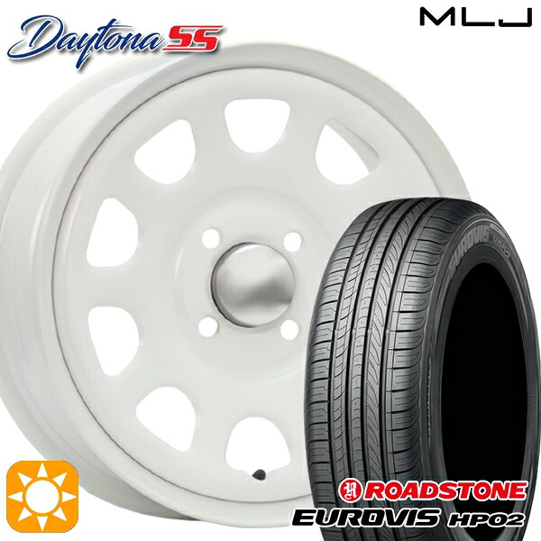 【取付対象】155/65R14 ネクセン ロードストーン ユーロビズ HP02 MLJ デイトナ SS オールホワイト 14インチ 5.0J 4H100 サマータイヤホイールセット