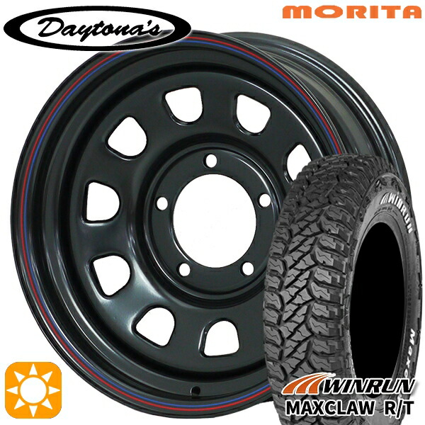 【取付対象】ジムニーシエラ ノマド 185/85R16 105/103N ウィンラン マックスクロウ R/T ホワイトレター MRT DAYTONA'S デイトナズ ブラック 16インチ 6.0J 5H139.7 サマータイヤホイールセット