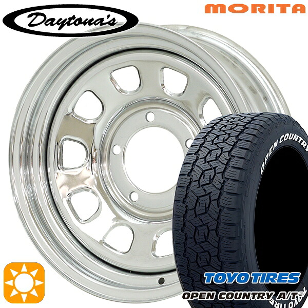 【取付対象】ジムニーシエラ 195/80R15 96S WL トーヨー オープンカントリーA/T3 ホワイトレター MRT DAYTONA'S デイトナズ クローム 15インチ 6.0J 5H139.7 サマータイヤホイールセット