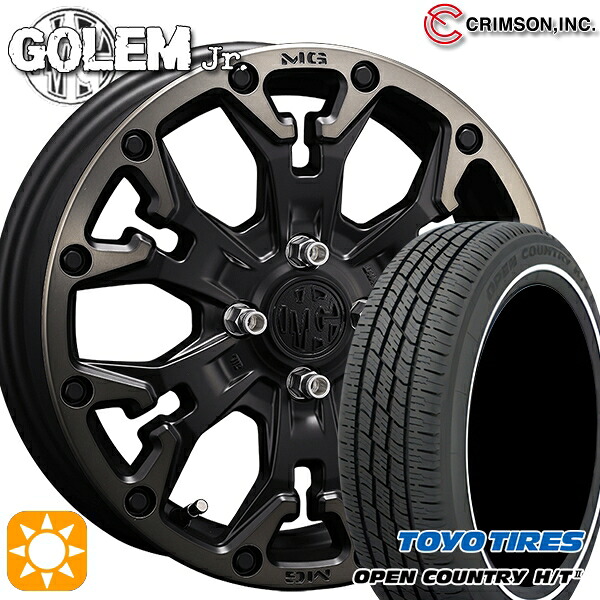【取付対象】165/65R15 81H トーヨー オープンカントリー H/T2 WR クリムソン MG ゴーレムJr. マットブラッククリア 15インチ 4.5J 4H100 +43 サマータイヤホイールセット