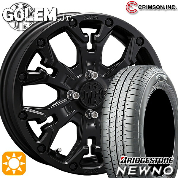 【取付対象】175/60R16 82H ブリヂストン ニューノ クリムソン MG ゴーレムJr. マットブラック 16インチ 6.0J 4H100 +38 サマータイヤホイールセット