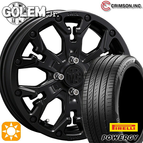 【取付対象】205/60R16 92H ピレリ パワジー クリムソン MG ゴーレムJr. マットブラック 16インチ 6.0J 4H100 サマータイヤホイールセット
