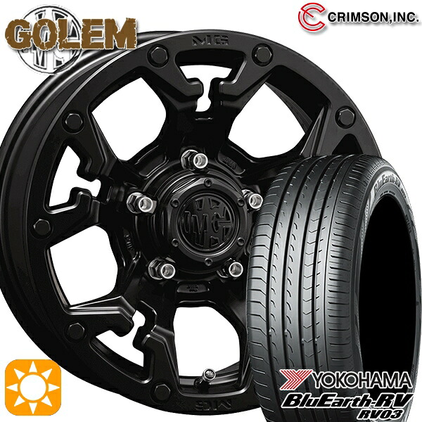 【取付対象】205/50R17 93V XL ヨコハマ ブルーアース RV03 クリムソン MG ゴーレム マットブラック 17インチ 7.0J 5H114.3 サマータイヤホイールセット