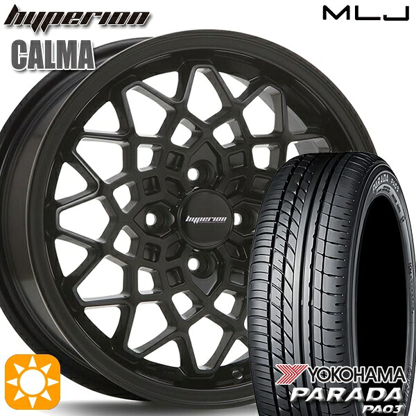 【取付対象】軽トラ 165/55R14C 95/93N ヨコハマ パラダ PA03 MLJ ハイペリオン カルマ サテンブラック 14インチ 5.0J 4H100 サマータイヤホイールセット