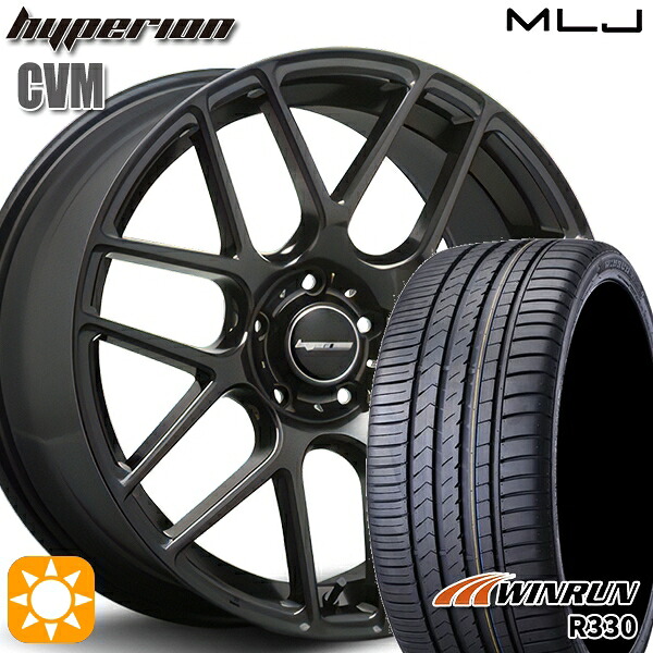 【取付対象】F) 235/35R19 91W XL R) 265/30R19 93W XL ウィンラン R330 MLJ ハイペリオン CVM ハーフグロスブラック 19インチ 8.5J 5H114.3 サマータイヤホイールセット |格安タイヤホイールジャストパーツ