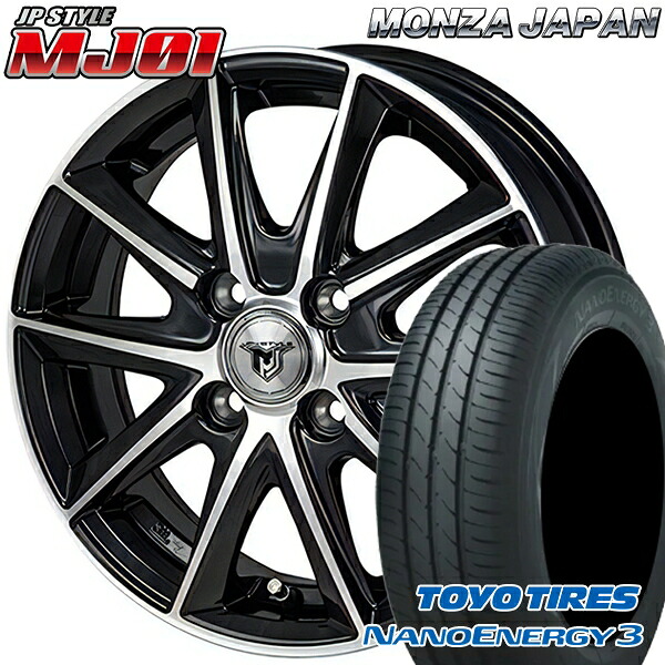 【取付対象】エブリィワゴン 165/60R14 75H トーヨー ナノエナジー3 モンツァ JPスタイル MJ01 ブラックメタリックポリッシュ 14インチ 4.5J 4H100 サマータイヤホイールセット