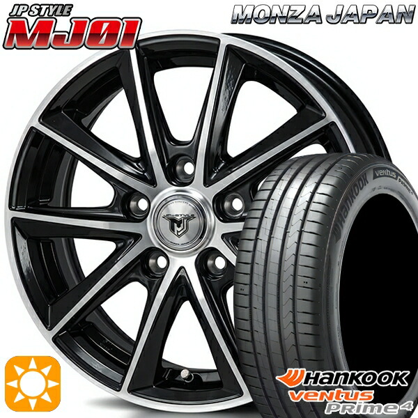 【取付対象】プリウスα ストリーム 205/60R16 96V XL ハンコック veNtus PRime4 K135 モンツァ JPスタイル MJ01 ブラックメタリックポリッシュ 16インチ 6.5J 5H114.3 サマータイヤホイールセット