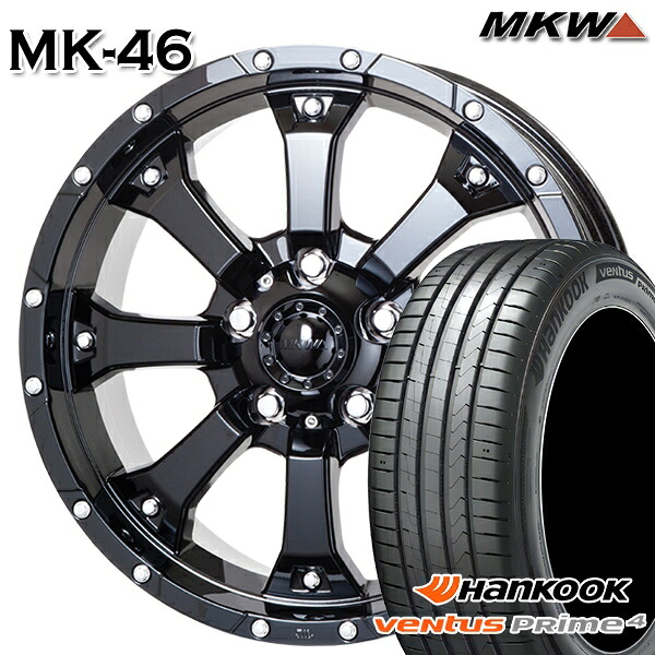 【取付対象】195/60R16 89V ハンコック veNtus PRime4 K135 MKW MK-46 グロスブラック 16インチ 7.0J 5H114.3 サマータイヤホイールセット |格安タイヤホイールジャストパーツ