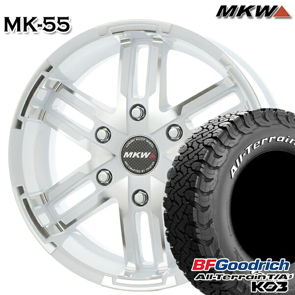 【取付対象】215/70R16 100/97S RWL BFグッドリッチ オールテレーン T/A KO3 MKW MK-46 M/L+ ダイヤカットパールホワイト 16インチ 6.5J 6H139.7 サマータイヤホイールセット