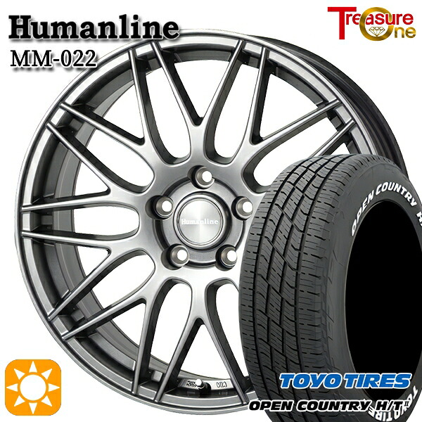 【取付対象】デリカD5 アウトランダー 225/55R18 98H トーヨー オープンカントリー H/T2 WL トレジャーワン ヒューマンライン MM022 ダークグレー 18インチ 7.5J 5H114.3 サマータイヤホイールセット