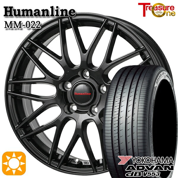 【取付対象】50プリウス インプレッサ 215/45R17 91W XL ヨコハマ アドバンデシベル V553 トレジャーワン ヒューマンライン MM022 ブラック 17インチ 7.0J 5H100 サマータイヤホイールセット
