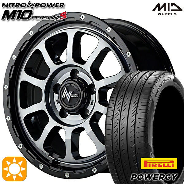 【取付対象】ヴェゼル オデッセイ 215/60R16 95H ピレリ パワジー MID ナイトロパワー M10パーシングS ブラック/DCマシニング/ブラッククリア 16インチ 7.0J 5H114.3 サマータイヤホイールセット