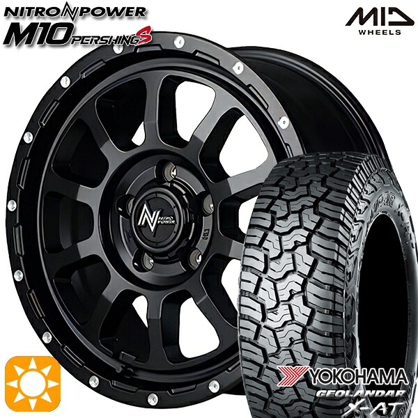 【取付対象】デリカD5 LT215/70R16 100/97Q ヨコハマ ジオランダー X-AT G016 MID ナイトロパワー M10パーシングS セミグロスブラック/マシニング 16インチ 7.0J 5H114.3 サマータイヤホイールセット