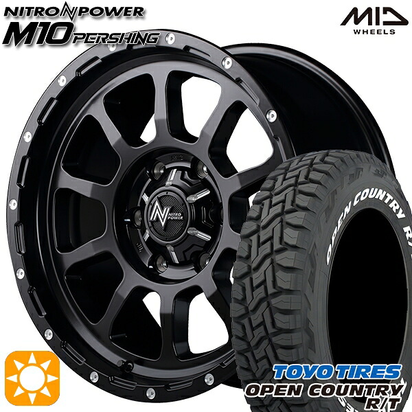 【取付対象】プラド 265/65R17 112Q トーヨー オープンカントリー R/T ホワイトレター MID ナイトロパワー M10パーシング セミグロスブラック/マシニング 17インチ 8.0J 6H139.7 サマータイヤホイールセット