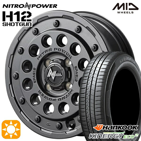 【取付対象】155/65R14 75T ハンコック KlnERGy ECO2 K435 MID ナイトロパワー H12ショットガン バレルブラック 14インチ 4.5J 4H100 サマータイヤホイールセット