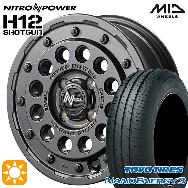 【取付対象】エブリィワゴン 165/60R14 75H トーヨー ナノエナジー3 MID ナイトロパワー H12ショットガン バレルブラック 14インチ 4.5J 4H100 サマータイヤホイールセット ｜格安タイヤホイールジャストパーツ
