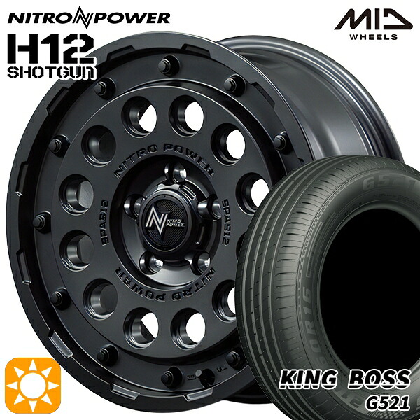 【取付対象】215/60R16 95V キングボス G521 MID ナイトロパワー H12ショットガン バレルブラック 16インチ 7.0J 5H114.3 サマータイヤホイールセット