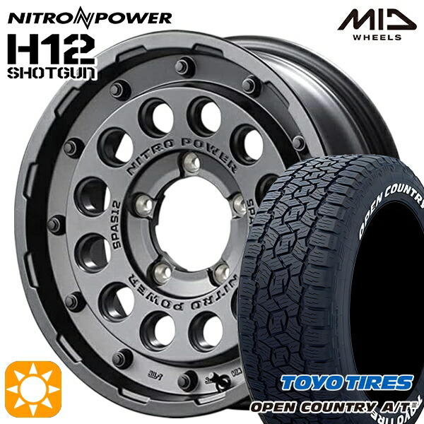 【取付対象】ジムニー 215/70R16 100T トーヨー オープンカントリーA/T3 ホワイトレター MID ナイトロパワー H12ショットガン バレルブラック 16インチ 5.5J 5H139.7 サマータイヤホイールセット |格安タイヤホイールジャストパーツ