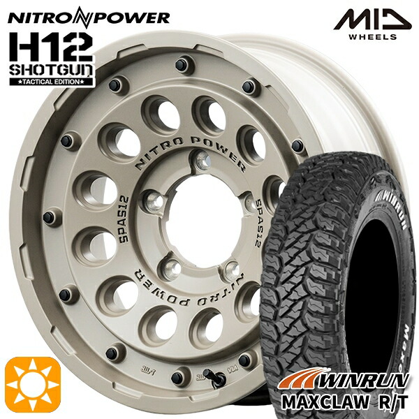 【取付対象】ジムニーシエラ ノマド 185/85R16 105/103N ウィンラン マックスクロウ R/T ホワイトレター MID ナイトロパワー H12ショットガン タクティカルエディション SSB 16インチ 6.0J 5H139.7-5 サマータイヤホイールセット