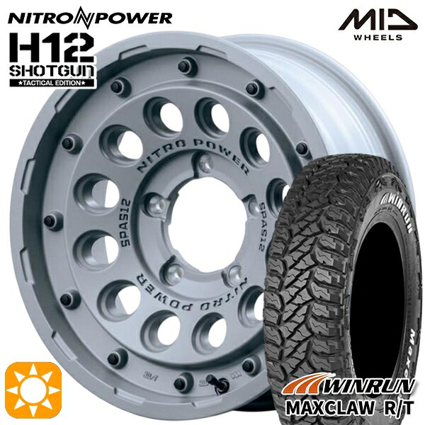【取付対象】ジムニーシエラ ノマド 185/85R16 105/103N ウィンラン マックスクロウ R/T ホワイトレター MID ナイトロパワー H12ショットガン タクティカルエディション SGK 16インチ 6.0J 5H139.7-5 サマータイヤホイールセット