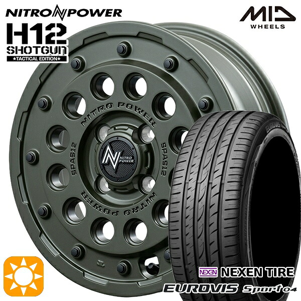 【取付対象】エブリィワゴン 165/60R14 75H ロードストーン ユーロビズ Sport 04 MID ナイトロパワー H12ショットガン タクティカルエディション SOG 14インチ 4.5J 4H100+45 サマータイヤホイールセット