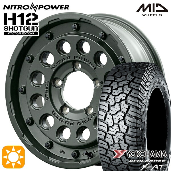 【取付対象】ジムニーJB23/64 215/70R16 100/97Q ヨコハマ ジオランダー X-AT G016MID ナイトロパワー H12ショットガン タクティカルエディション SOG 16インチ 5.5J 5H139.7+20 サマータイヤホイールセット