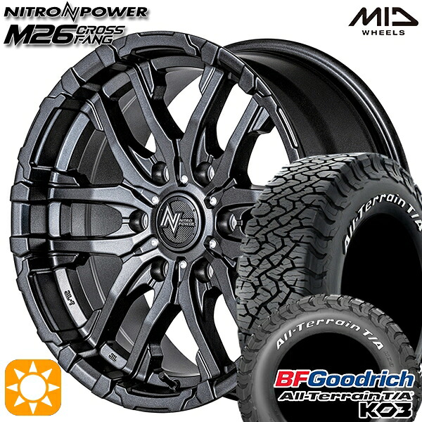 【取付対象】265/65R17 116/113S RWL BFグッドリッチ オールテレーン T/A KO3 MID ナイトロパワー M26 クロスファング バレルブラック/ドリルド 17インチ 8.0J 6H139.7 サマータイヤホイールセット
